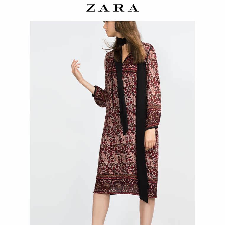 ZARA 女装 印花吊带连身裙 07521244600