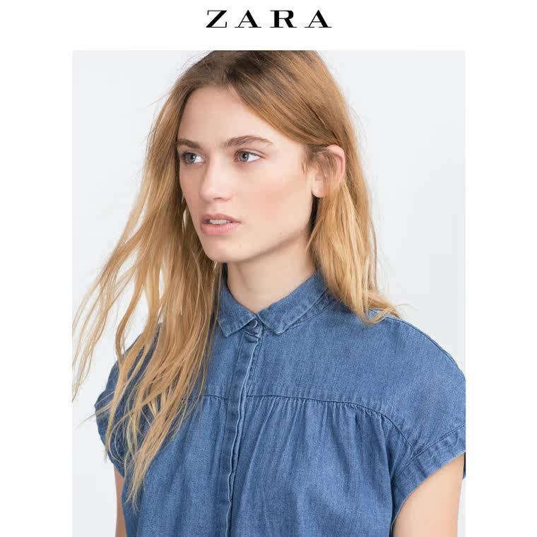 ZARA TRF 女装 褶裥牛仔衬衫 03281201400