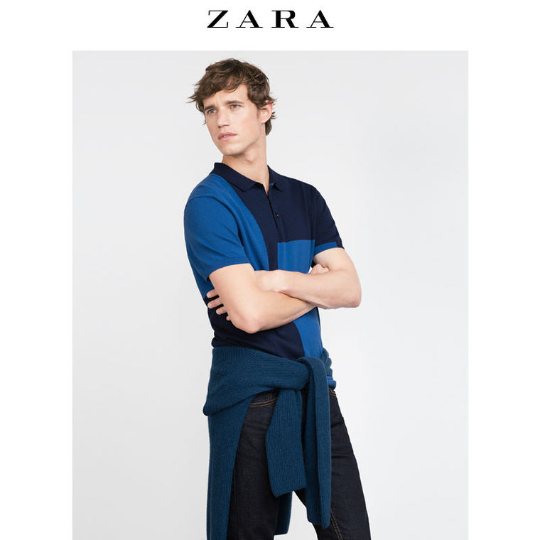 ZARA 男装 几何图形马球衫 05755308401