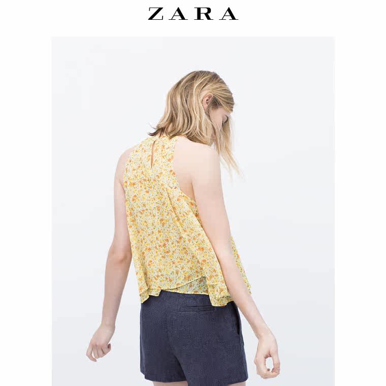 春夏折扣 ZARA 女装 印花挂脖领衬衫 01639082300