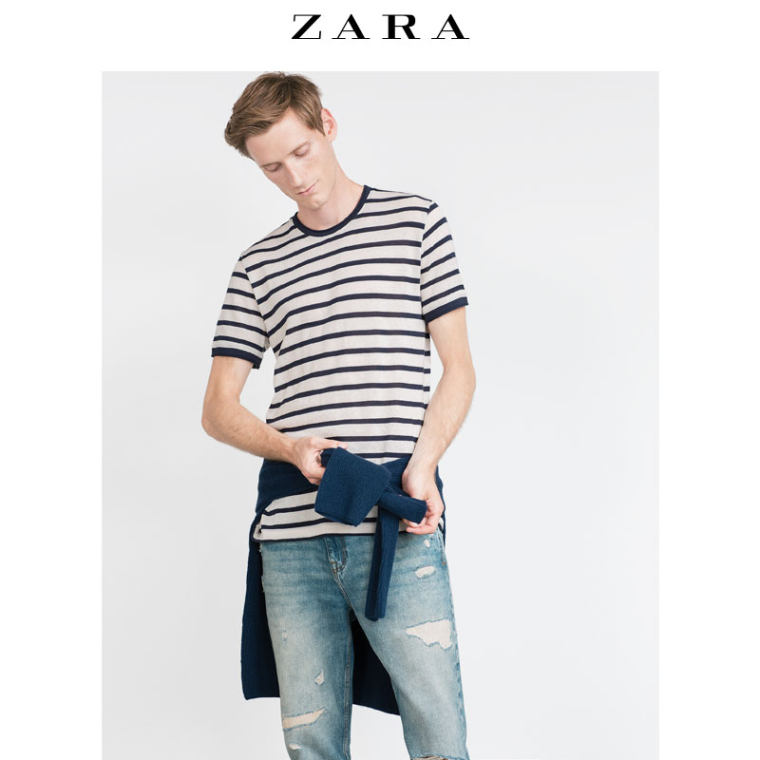 ZARA 男装 局部条纹针织衫 04231310401