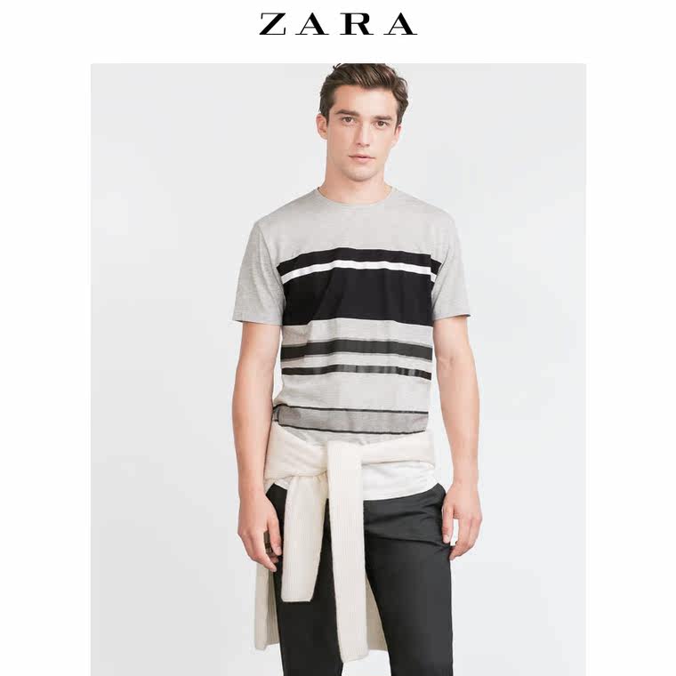 ZARA 男装 双面条纹 T 恤 00977303803