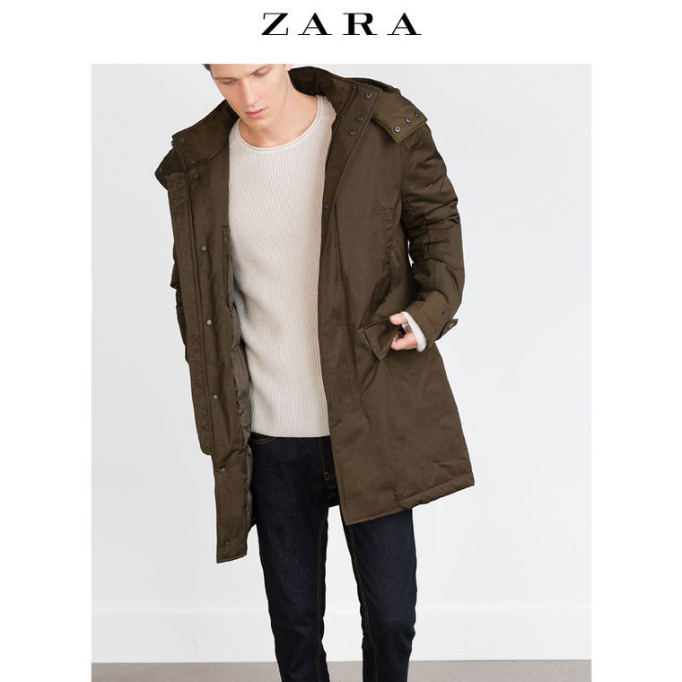 ZARA 男装 衬垫派克大衣 01792354505