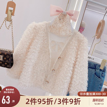 Girl Cardigan 2021 Spring and Autumn New Children Pearl Jacket Little Girl Fashion Joker Korean version of childrens foreign gas