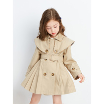 Girls Jacket Autumn 2021 New Chinese Tong Korean version of shawl trench coat children Joker coat tide