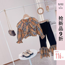 (No. 9 10 oclock new limit 1 piece of 9fold) Girls plaid shirt Plaid lace pants