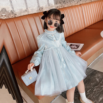 Childrens dresses womens 2021 spring new girl princess dress little girl Western style mesh dress medium and large childrens skirt