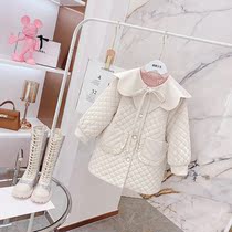 Girls velvet coat 2021 winter clothes new childrens middle-aged children thick warm small fragrant wind temperament coat girls winter