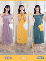 Japan can wear towel sweet beauty home water absorption quick-drying non-hair sling extension bath skirt bathrobe ng