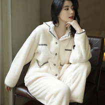 Coral Suede Pajamas Lady 2022 Spring Autumn New Flannel Suede Home Suit Big Code Long Sleeve Suit Winter Thickening
