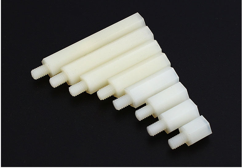 整包批发现货pa66环保白色六角尼龙柱/绝缘单头隔离柱m2m2.5m3m4