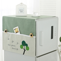 Hipster refrigerator dust cover Korean version of pastoral single open double door green drum washing machine cover cloth multi-purpose cover towel