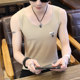 2021 Summer Sweat Vest Men's Trendy Brand Color Solid Bottoming Shirt Style Korean Slim Handsome Fashion Youth Sports Fitness