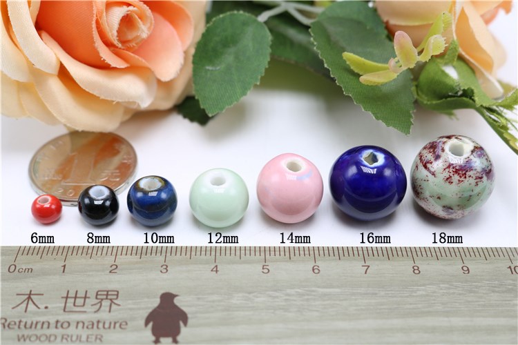 Jingdezhen ceramic beads scattered mixed 6 ~ 12 mm bead diy beads bracelet students would clothing bead curtain