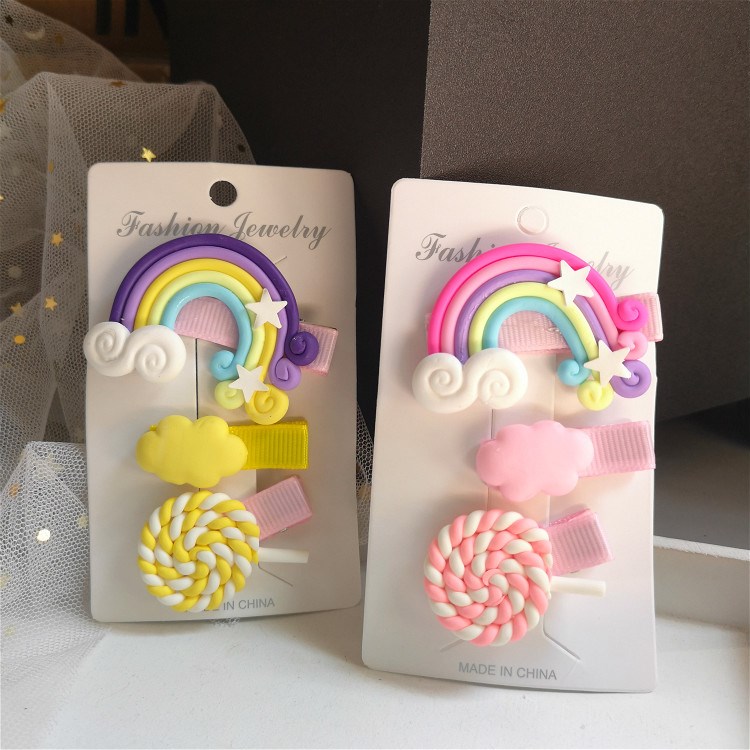 The Children 's han edition hair hairpin manual soft TaoCaiHong lollipop head ornaments hairpin security card clip of the girls