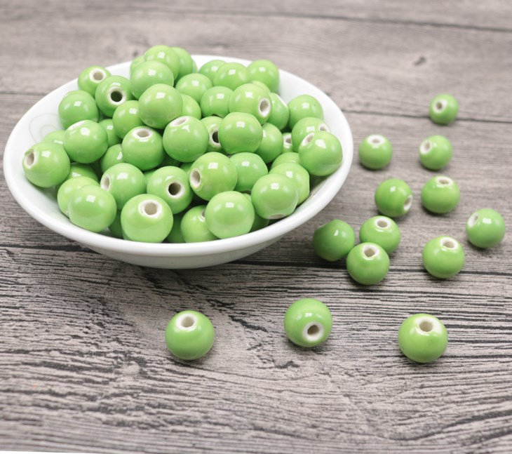 Candy color fruit - green ceramic beads size porcelain beads scattered beads thanks deserve to act the role of arts and crafts Chinese knot accessories, 8 mm