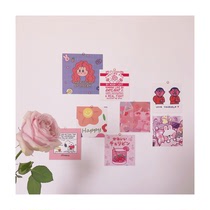 ins wind super sweet Korean cute girl card illustration poster postcard dormitory bedroom wall decoration wall