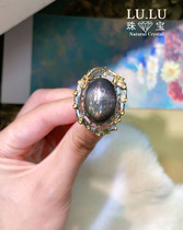 Cool black gold backbone ring live mouth S925 silver inlay