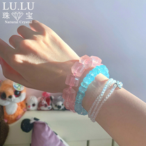The love of the sea is so beautiful so excited aquamarine abacus beads pink crystal sugar cube bracelet beautiful