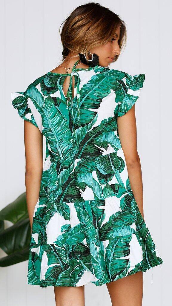 6089# ebay亚马逊速卖通欧美新款芭蕉叶连衣裙