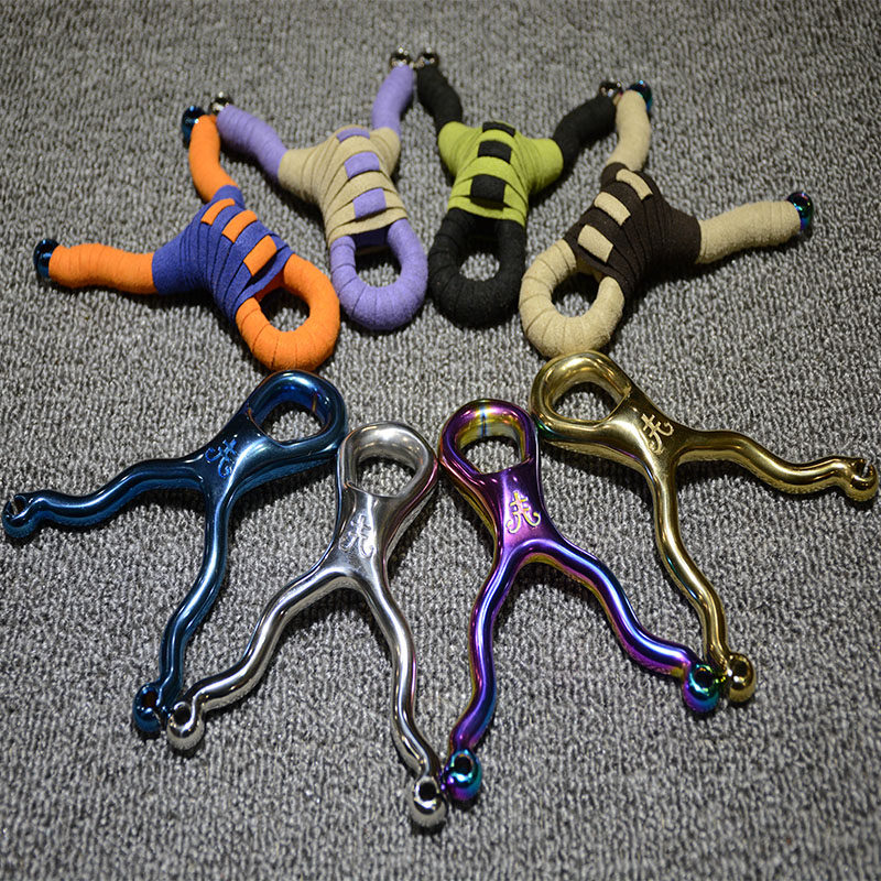 铁手弹弓304不锈钢反曲单卡弹弓单股内穿卡球铁手弓精准弹弓包邮