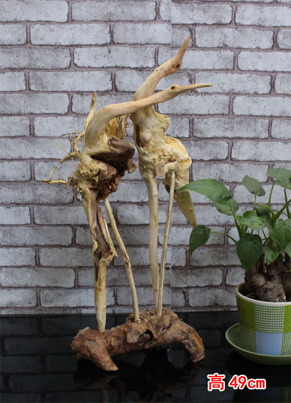 家居饰品根雕仙鹤/天然木雕/工艺品摆件/双鹤/鸟根雕摆件小件优美