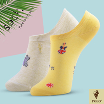 Polo Socks Women Short Socks Shallow Mouth Cute Cartoon Boat Socks Women Pure Cotton Summer Thin College Style Low Cut Socks