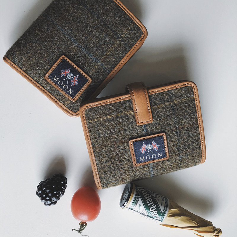 winnowx英国moon羊毛格子面料英伦复古简约多功能短款钱包_5折现价228