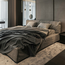 Modern light luxury bed 1 8 meters double zhen leather bed soft kao bao bei ou gentry bedroom master nuptial bed BD815