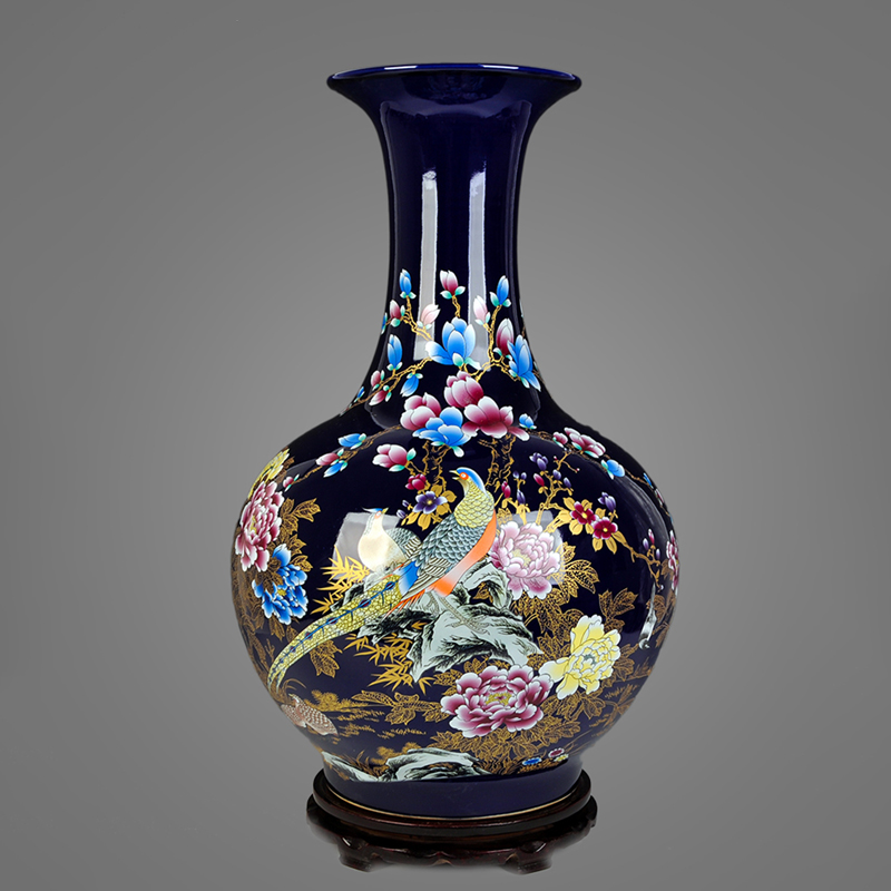 Jingdezhen ground flower bottle of new Chinese style household ceramics large flower arrangement sitting room adornment TV ark, furnishing articles