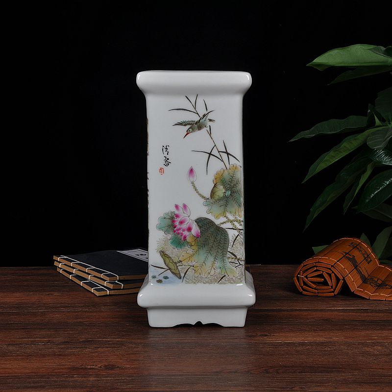 Scene, jingdezhen ceramic furnishing articles hand - made archaize square usual calligraphy and painting tube study office decoration