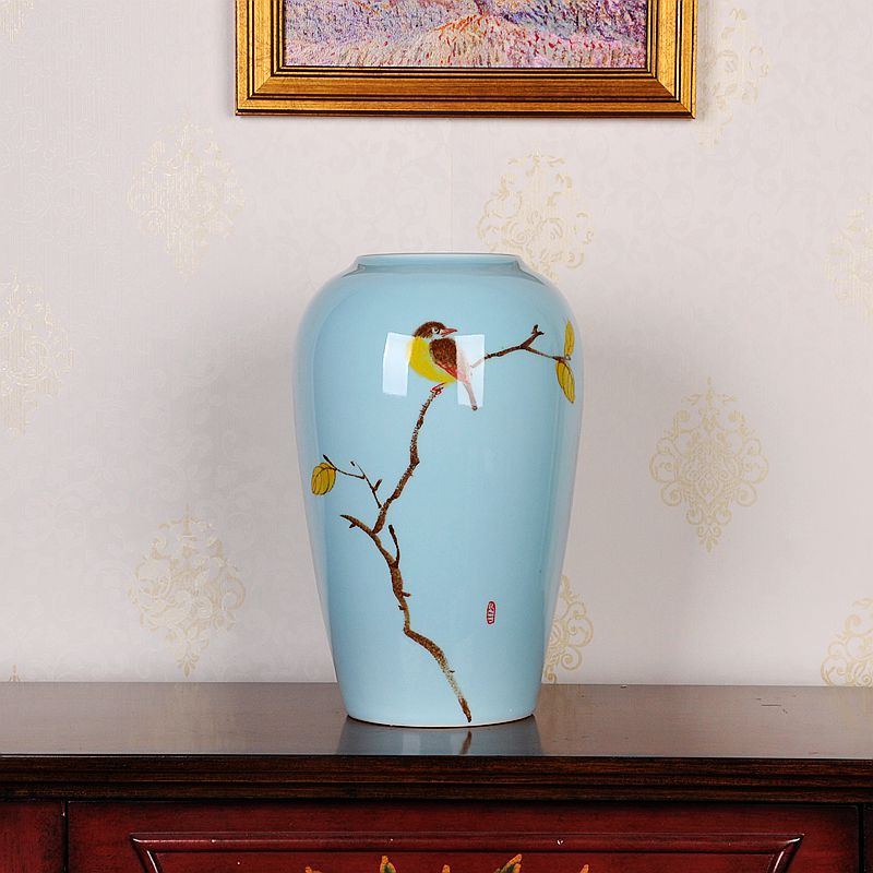 Jingdezhen ceramics hand - made three - piece suit modern household of Chinese style of freehand brushwork sitting room porch ark, handicraft furnishing articles