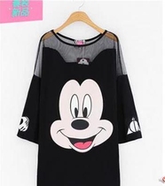 Summer new Korean version of womens cartoon printing super large size loose fat plus T-shirt women short sleeve 200kg