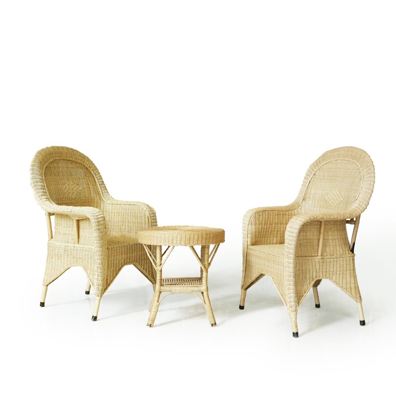 Liangshun Rattan Bamboo Rattan Chair Back Chair Three Piece Set