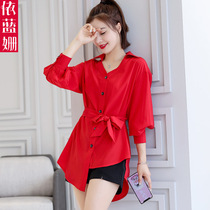 The long-sleeved shirt Ms 2022 Spring and Autumn's new Korean version of the design sensed a small chic shirt top