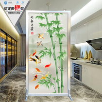 New Chinese screen partition living room entrance aisle hotel decoration office tea room shielding tempered glass seat screen