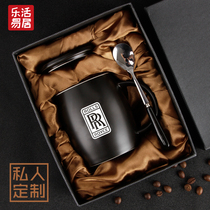 Last name cup creative personality trend letter ceramic cup with lid spoon mug Custom lettering Simple Nordic men