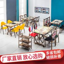 Hot pot table induction cooker integrated restaurant commercial barbecue non-smoking hot pot table string restaurant table and chair combination