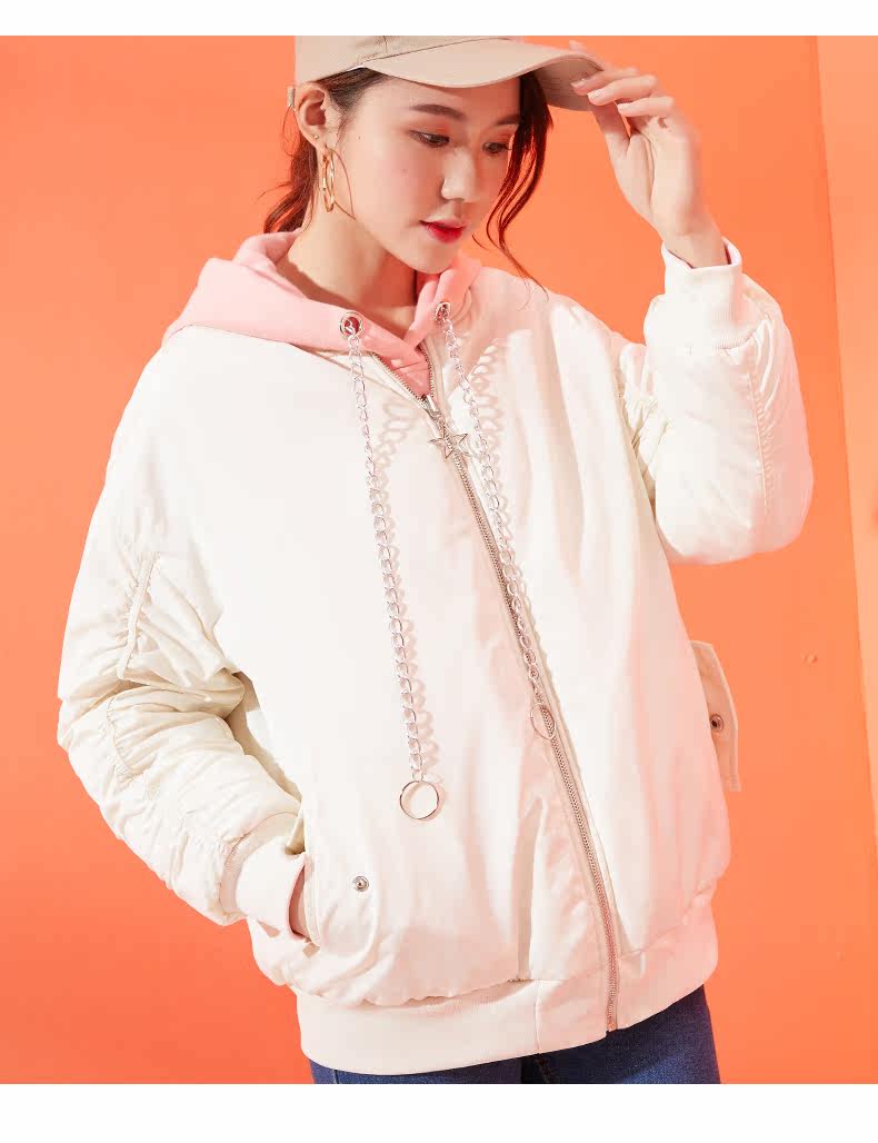 清仓诗曼朵冬季纯色棒球服夹克双色两面穿百搭加棉加厚防风外套女