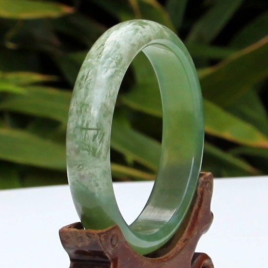 青云轩蓝田玉手镯天然玉石玉器镯绿翠白手镯女款加宽饰品玉镯子12