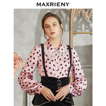 MAXRIENY 2020 autumn new lantern sleeve hanging temperament top retro French elegant polka dot shirt women