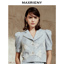 MAXRIENY short-sleeved blazer 2021 summer new women retro commuter style business suit top temperament