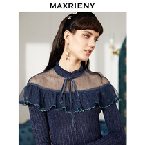 MAXRIENY 2020 autumn new pullover slim slim word shoulder top elegant temperament vintage knitwear