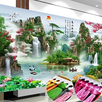 Cross stitch 2021 new thread embroidery running water making money living room landscape simple hand embroidery welcome matsunaga