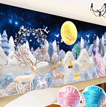 Cross stitch 2021 new printing self-embroidery thread embroidery living room simple modern fortune elk peacock hand embroidery