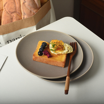 Beauty Blue Ceramics Ins American Retro Disc Domestic Vegetable Pan Breakfast Pan Flat Pan Restaurant Bull Drain Pan