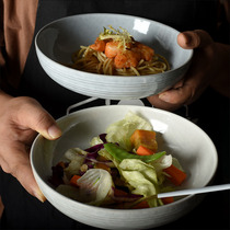 Japanese Net red creative ceramic tableware household dish bowl canteen instant noodle bowl personality simple salad bowl defects