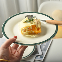 Beauty Blue Ceramics Ins Wind Photo Good Looking Plate Zu Mother Green Side Breakfast Pan Home Dish Breakfast Pan Blemish