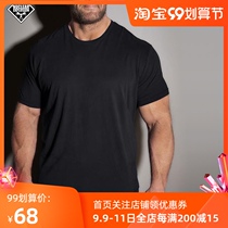 Nuclear explosion European version of cotton cotton super loose fertilizer increased black and white pure plain summer base short sleeve T-shirt men