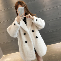 Lamb fur straw jacket female medium length large grain sheep-cut cashmere fur wool-integrated 2022 Haining winter